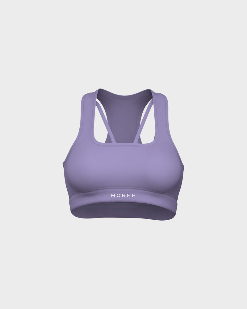 Womens High lmpact Back Cut Out Strappy Racer Back Sports Bra - Lavender