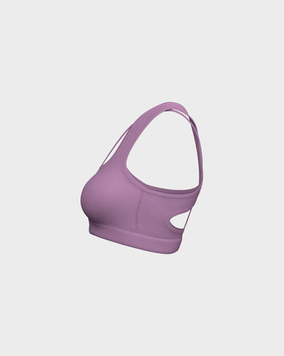 Womens High lmpact Back Cut Out Strappy Racer Back Sports Bra - Pink