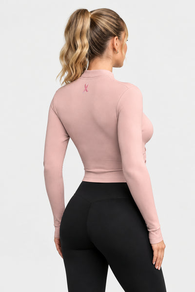 Awareness Mock Neck Tee - Pink