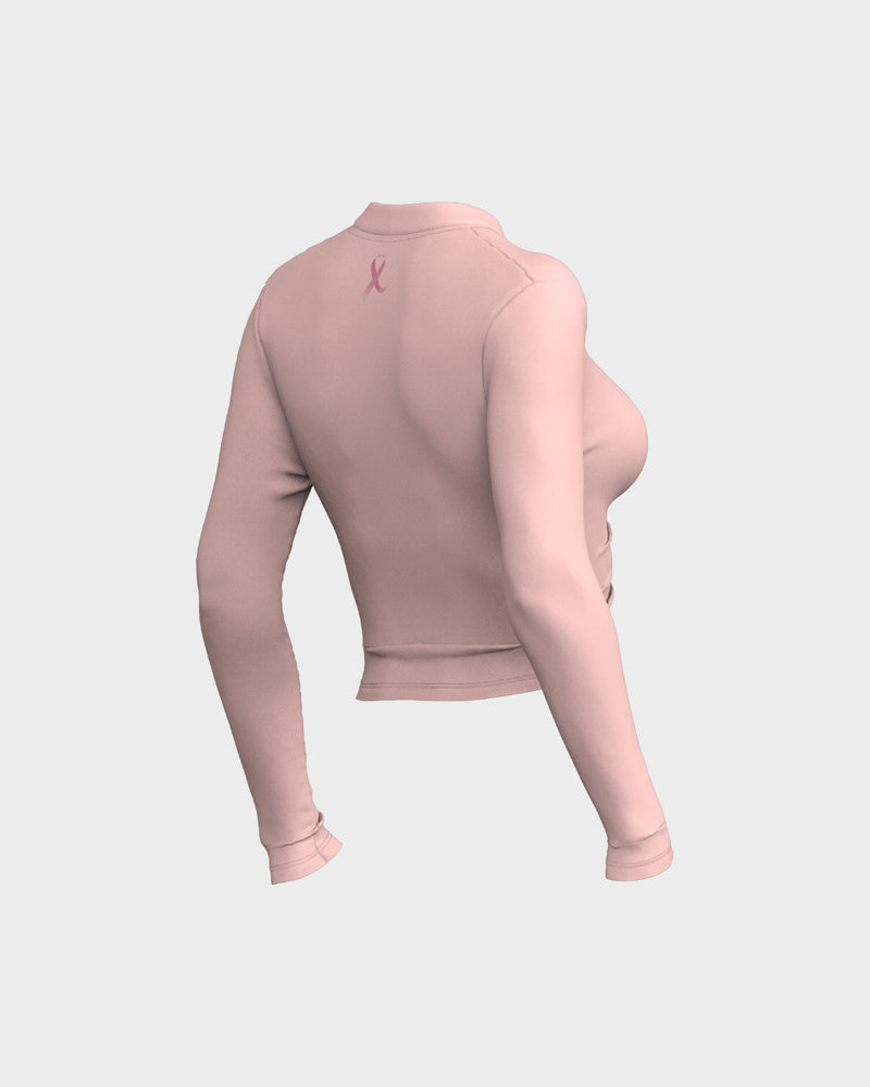 Mock Neck Ruched Front Tee - Pink