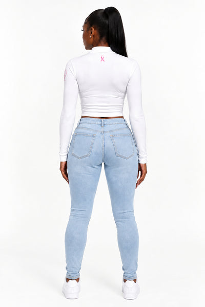 Awareness Mock Neck Tee - White