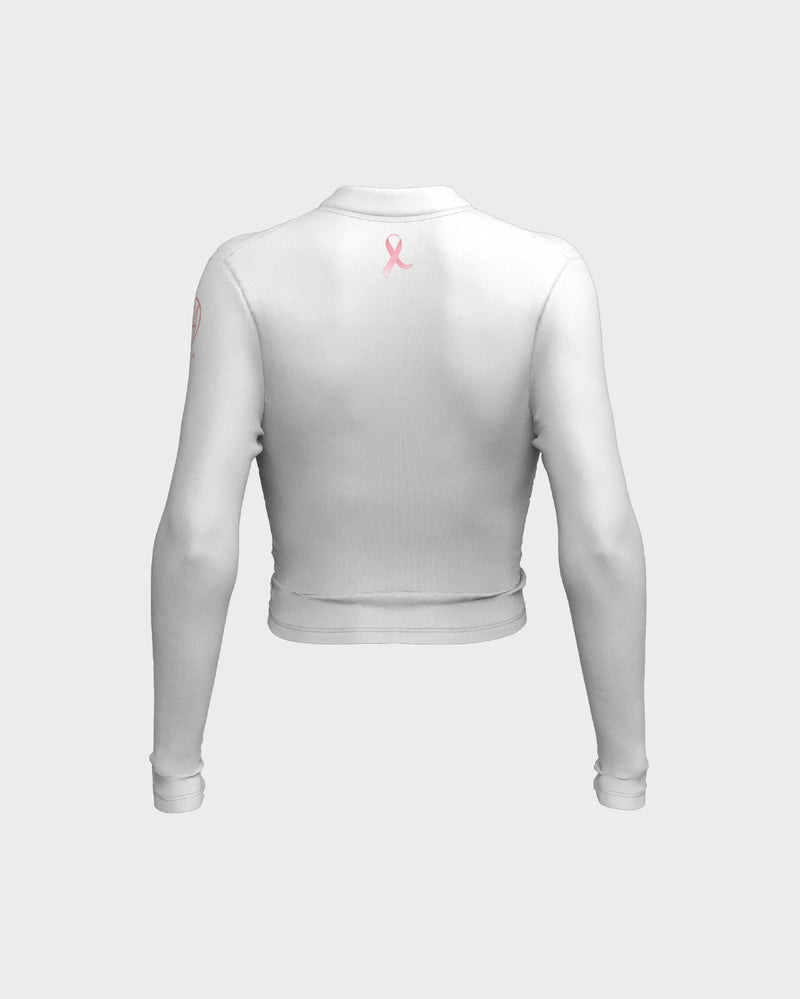 Mock Neck Ruched Front Tee - White