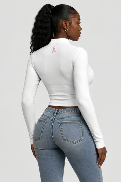 Awareness Mock Neck Tee - White