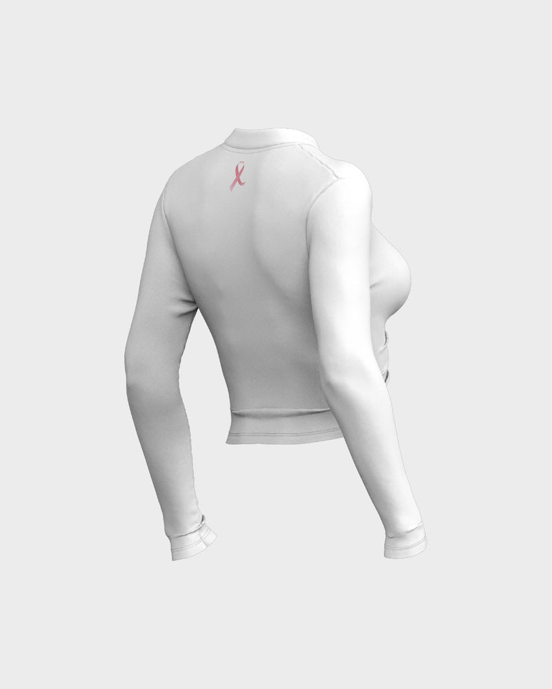 Mock Neck Ruched Front Tee - White
