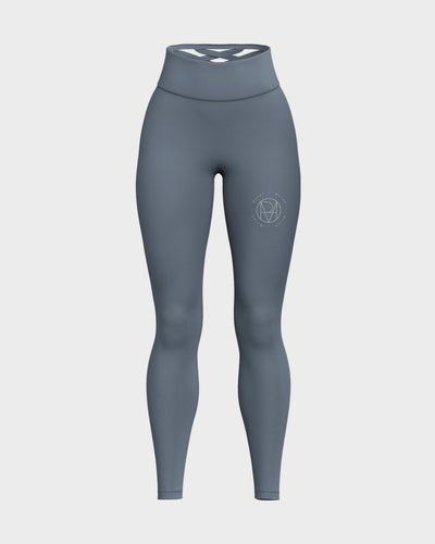 Womens Strappy Back High Waisted Leggings - Grey
