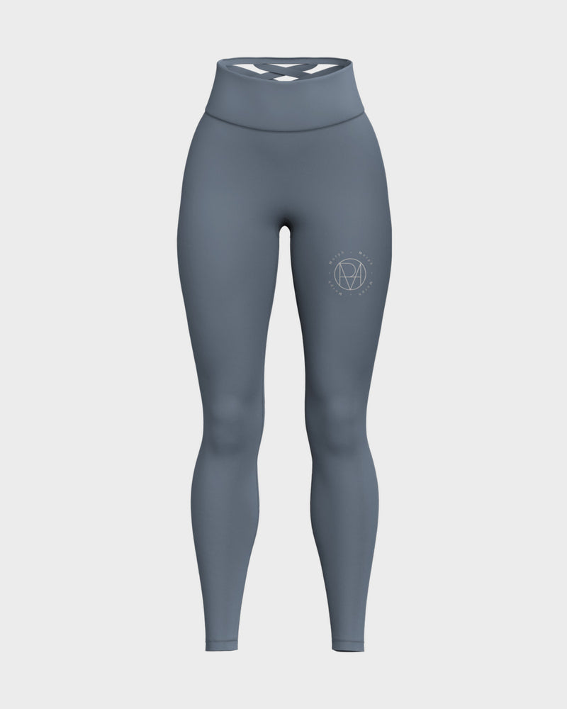 Womens Strappy Back High Waisted Leggings - Grey