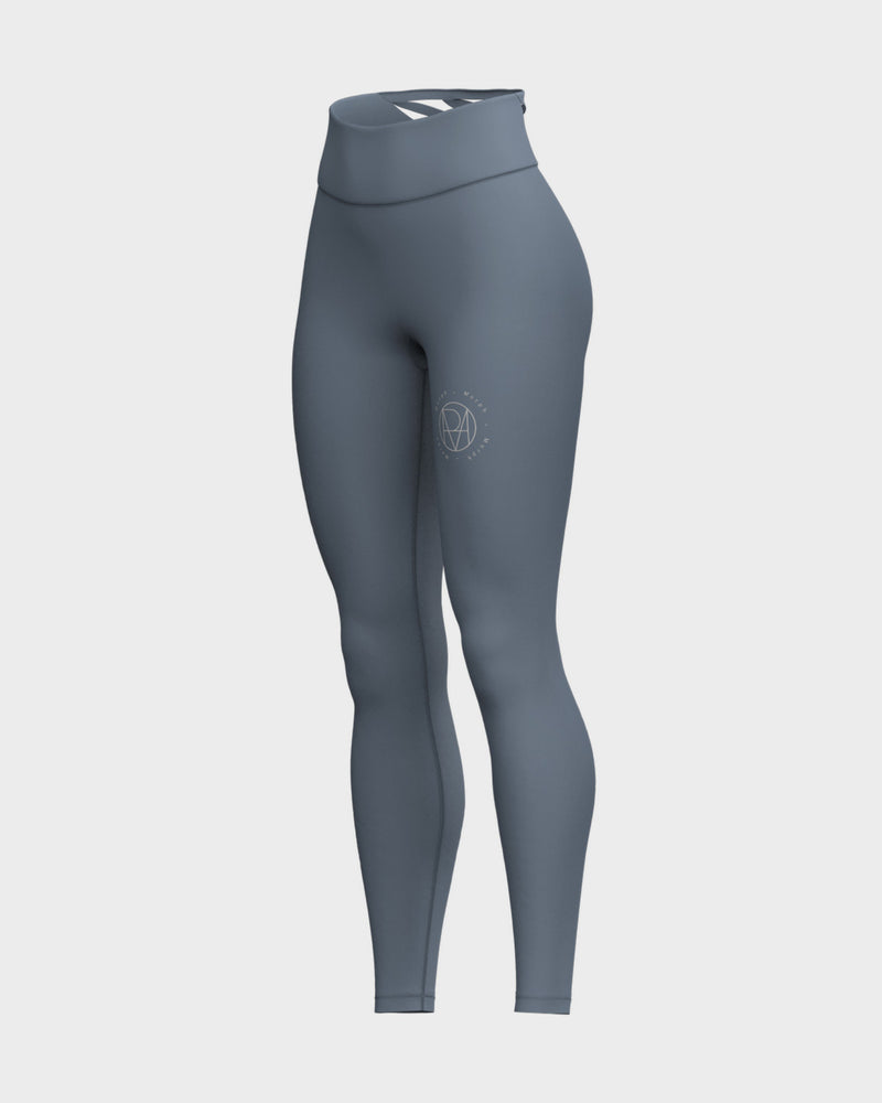 Womens Strappy Back High Waisted Leggings - Grey