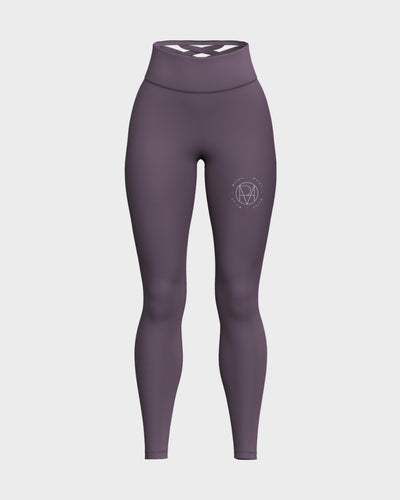 Womens Strappy Back High Waisted Leggings - Purple