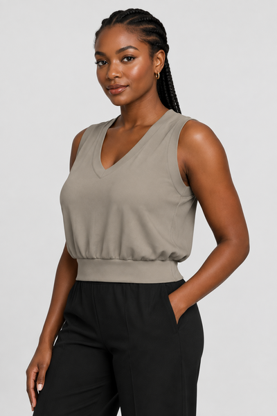 V-Neck Tank Top - Beige/Tan