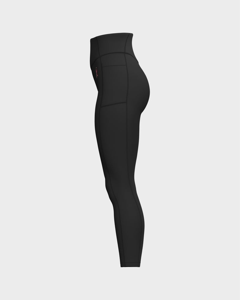 V-Shaped Front Waistband Leggings - Black