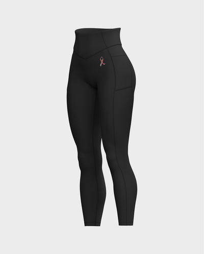 V-Shaped Front Waistband Leggings - Black