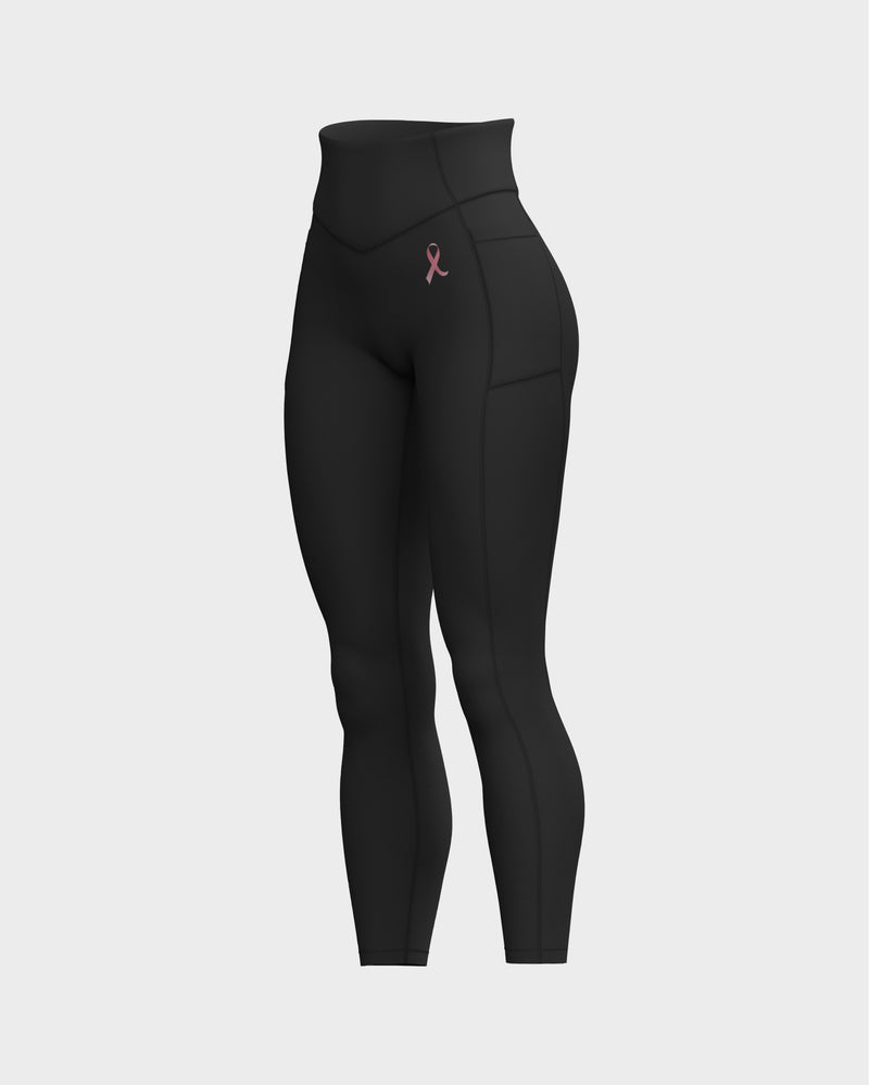 V-Shaped Front Waistband Leggings - Black