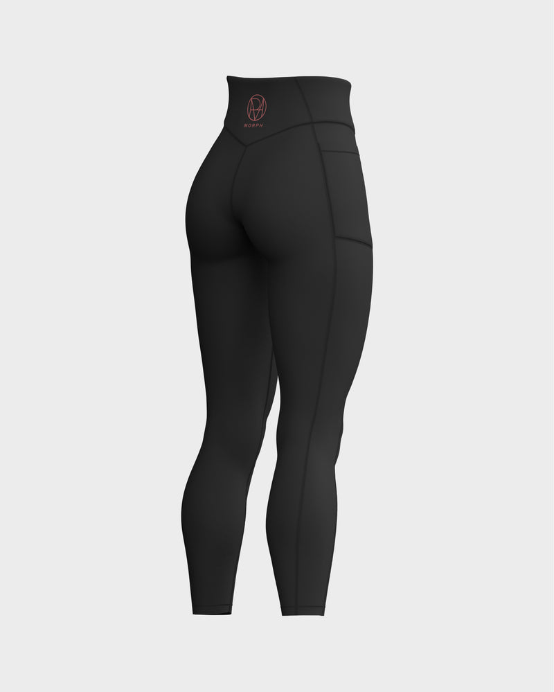 V-Shaped Front Waistband Leggings - Black