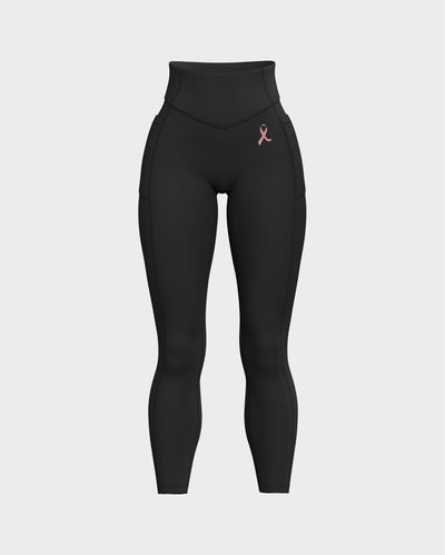 V-Shaped Front Waistband Leggings - Black