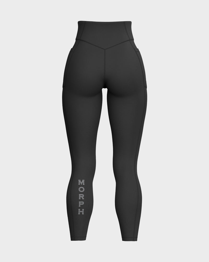 Womens V-Shaped Front Waistband Leggings - Black