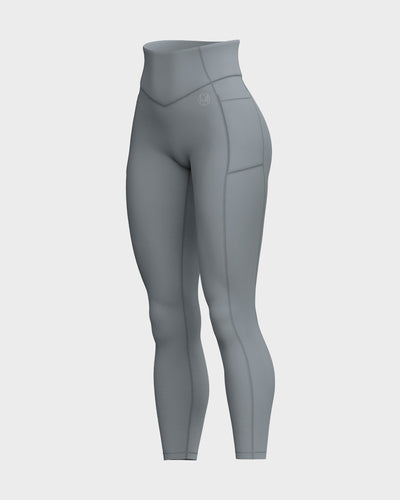 Womens V-Shaped Front Waistband Leggings - Grey
