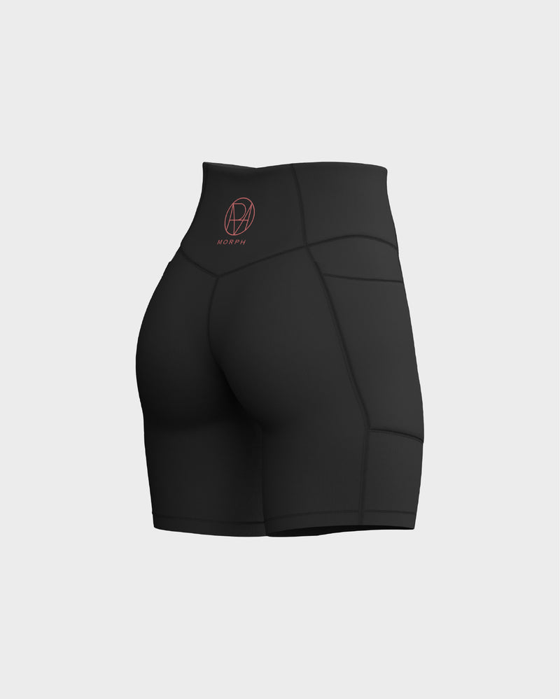 V-Shaped Front Waistband Shorts - Black