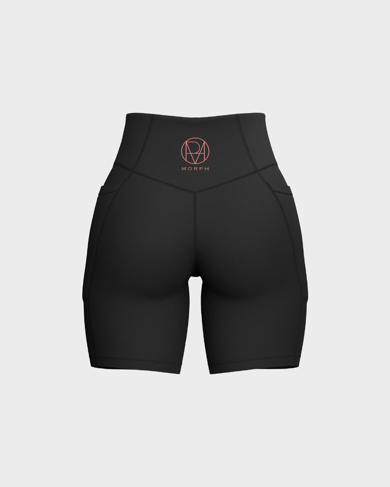 V-Shaped Front Waistband Shorts - Black