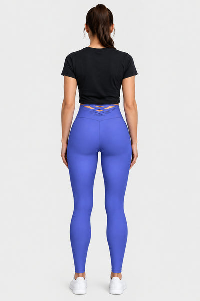 Strappy Back Leggings - Light Blue