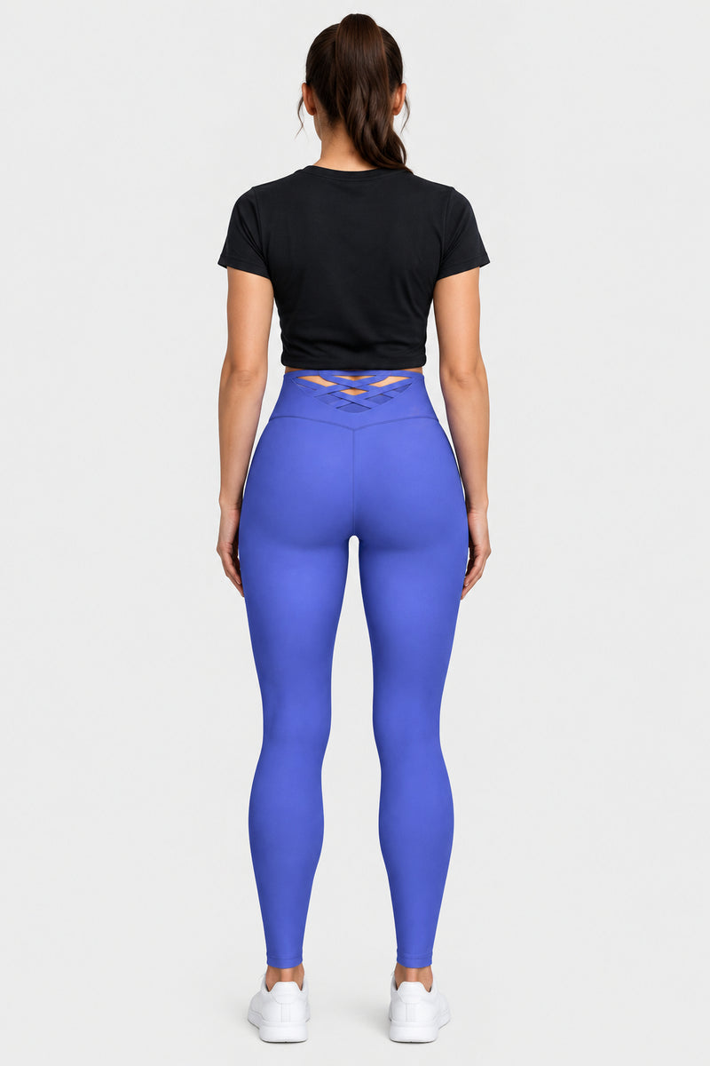 Strappy Back Leggings - Light Blue