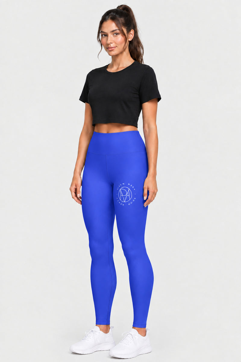 Strappy Back Leggings - Light Blue