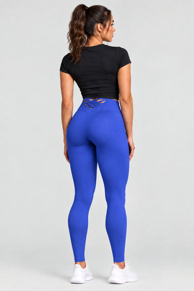 Strappy Back Leggings - Light Blue